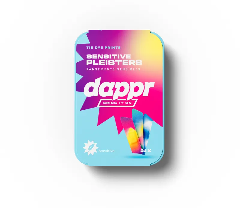 Dappr Tie Dye To-Go blikje pleisters 21 stuks bamboe