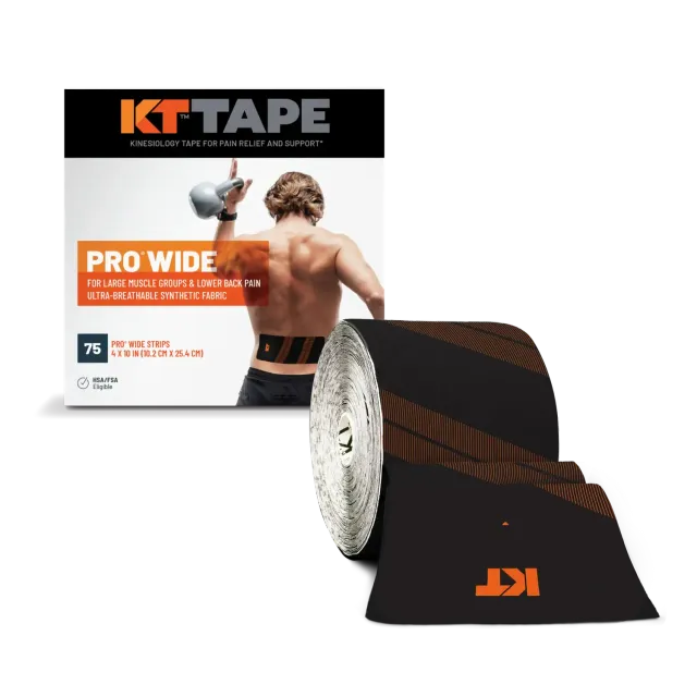 KT Tape Pro Wide kinesiotape jet black 75 strips