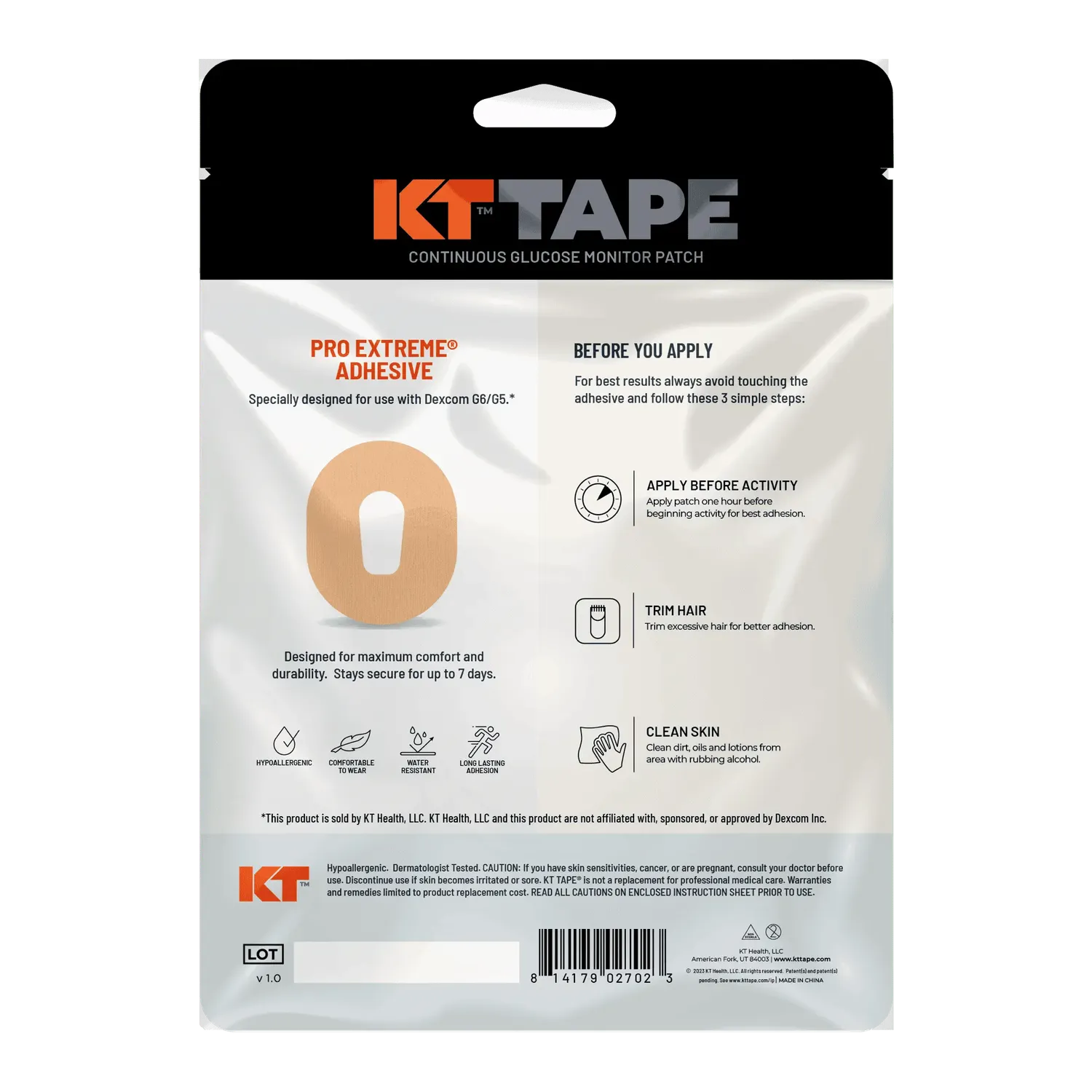 KT Tape CGM Patch sensorpleister Dexcom G6 – waterdicht