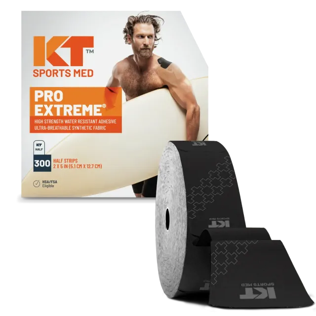 KT Tape Pro Extreme kinesiotape 300 halve strips zwart