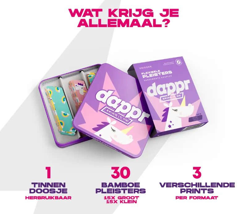 Dappr Unicorn pleisters bamboe kinderen