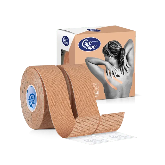 CureTape Classic 2,5 cm kinesiotape beige 2 rollen smal