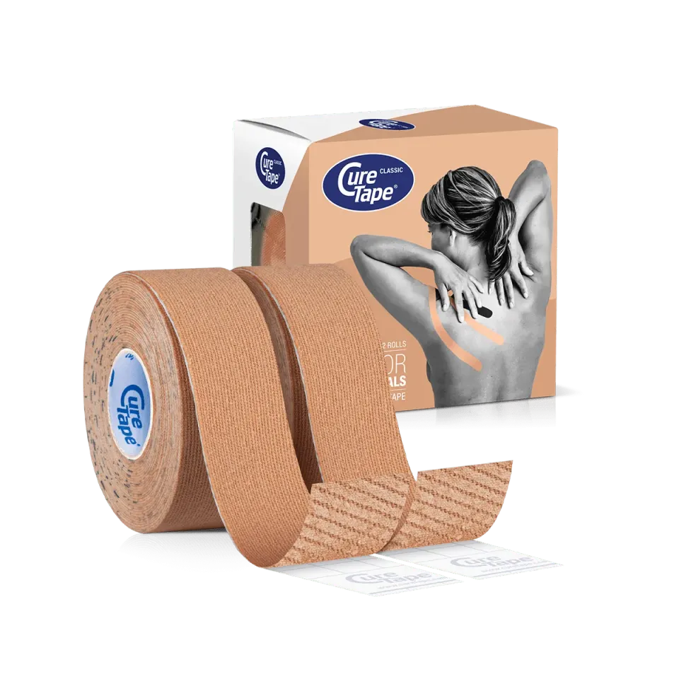 CureTape Classic 2,5 cm kinesiotape beige 2 rollen smal