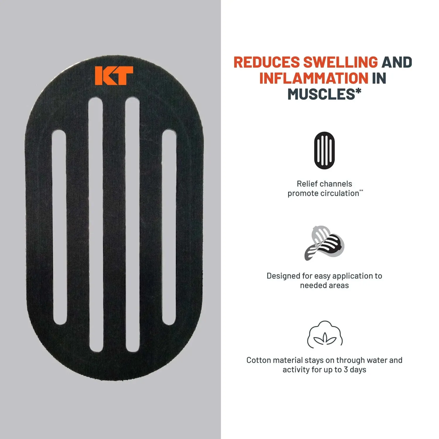 KT Tape Recovery Patch kinesiotape 4 patches zwelling