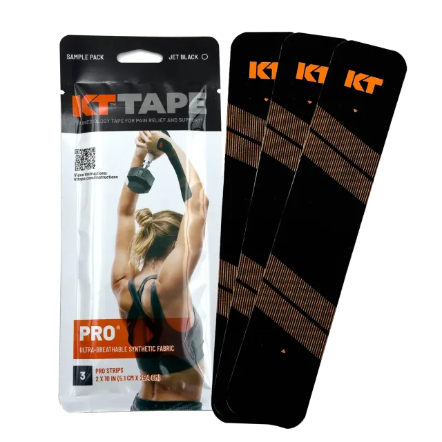 KT Tape Pro kinesiotape sample 3 strips zwart