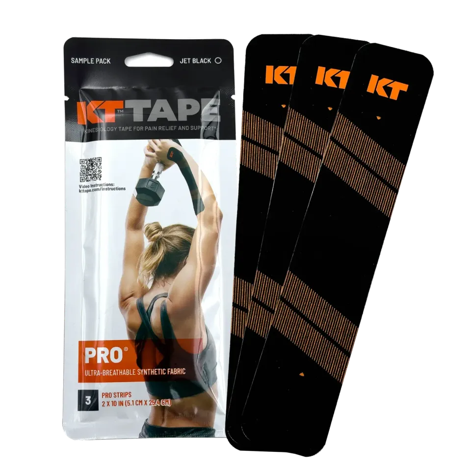 KT Tape Pro kinesiotape sample 3 strips zwart