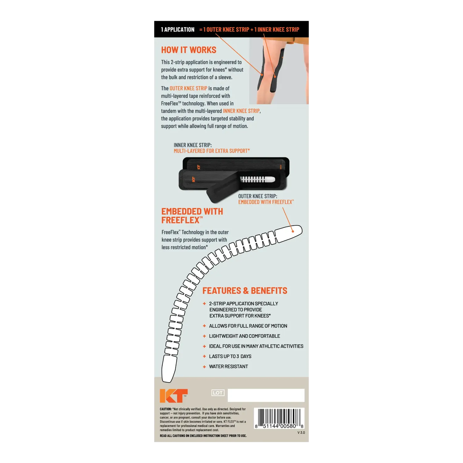 KT Tape KT Flex knietape versterkte knie steun 8 strips