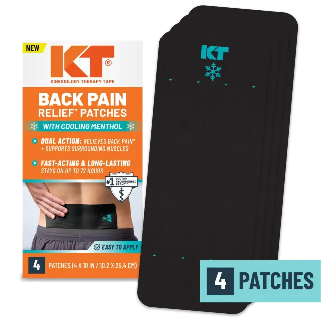 KT Tape Back Pain Relief rugpleister 4 stuks XL menthol