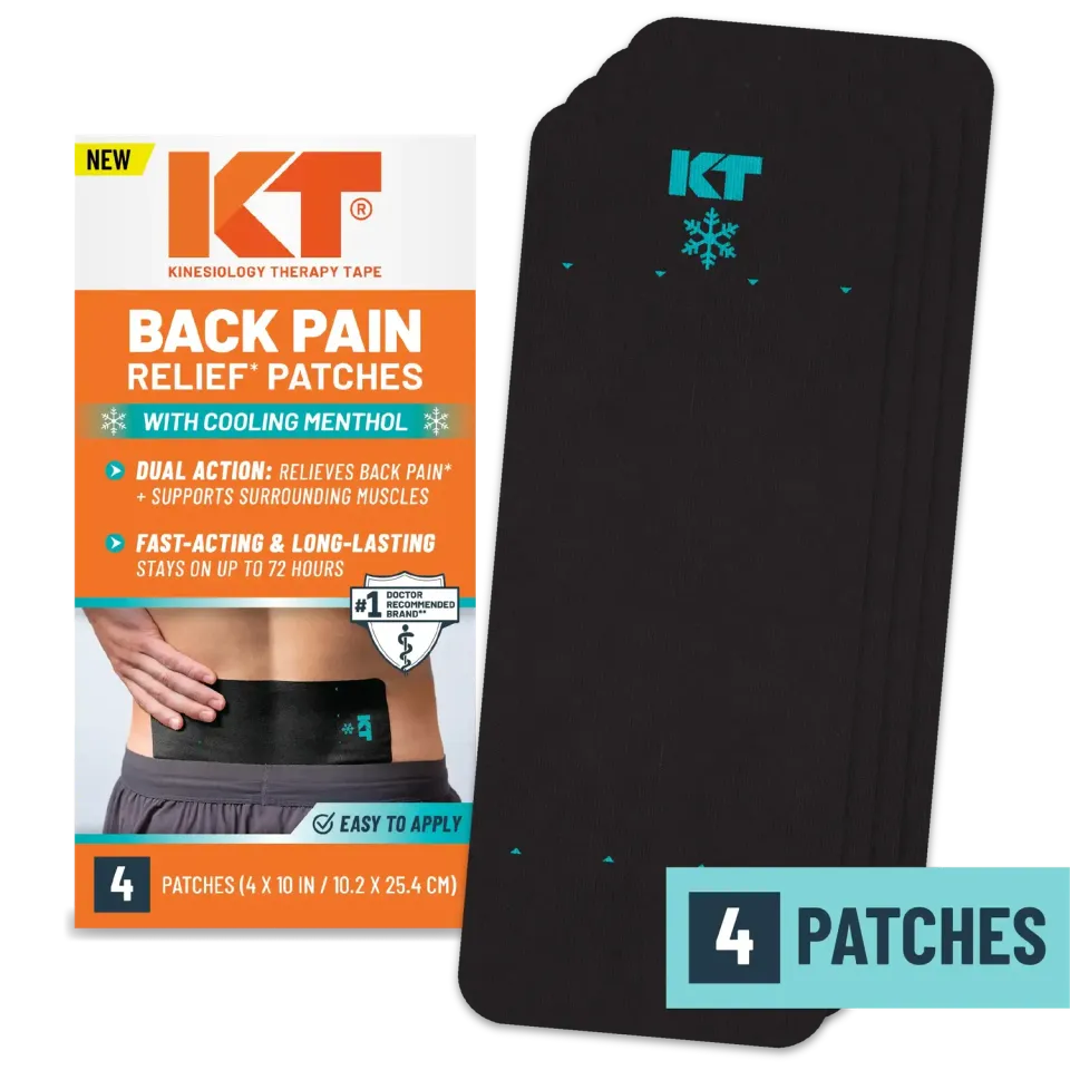 KT Tape Back Pain Relief rugpleister 4 stuks XL menthol
