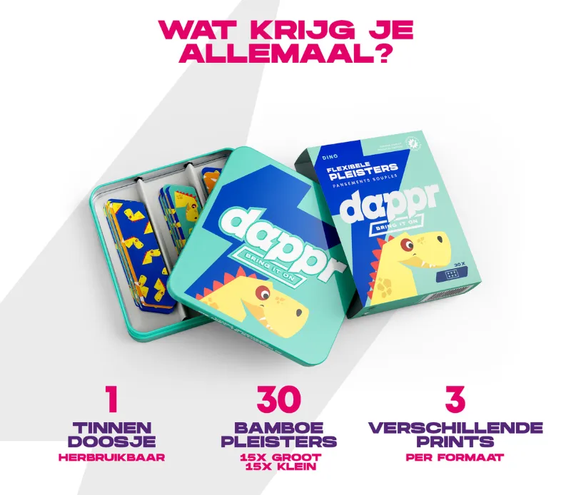 Dappr Dino pleisters bamboe kinderen
