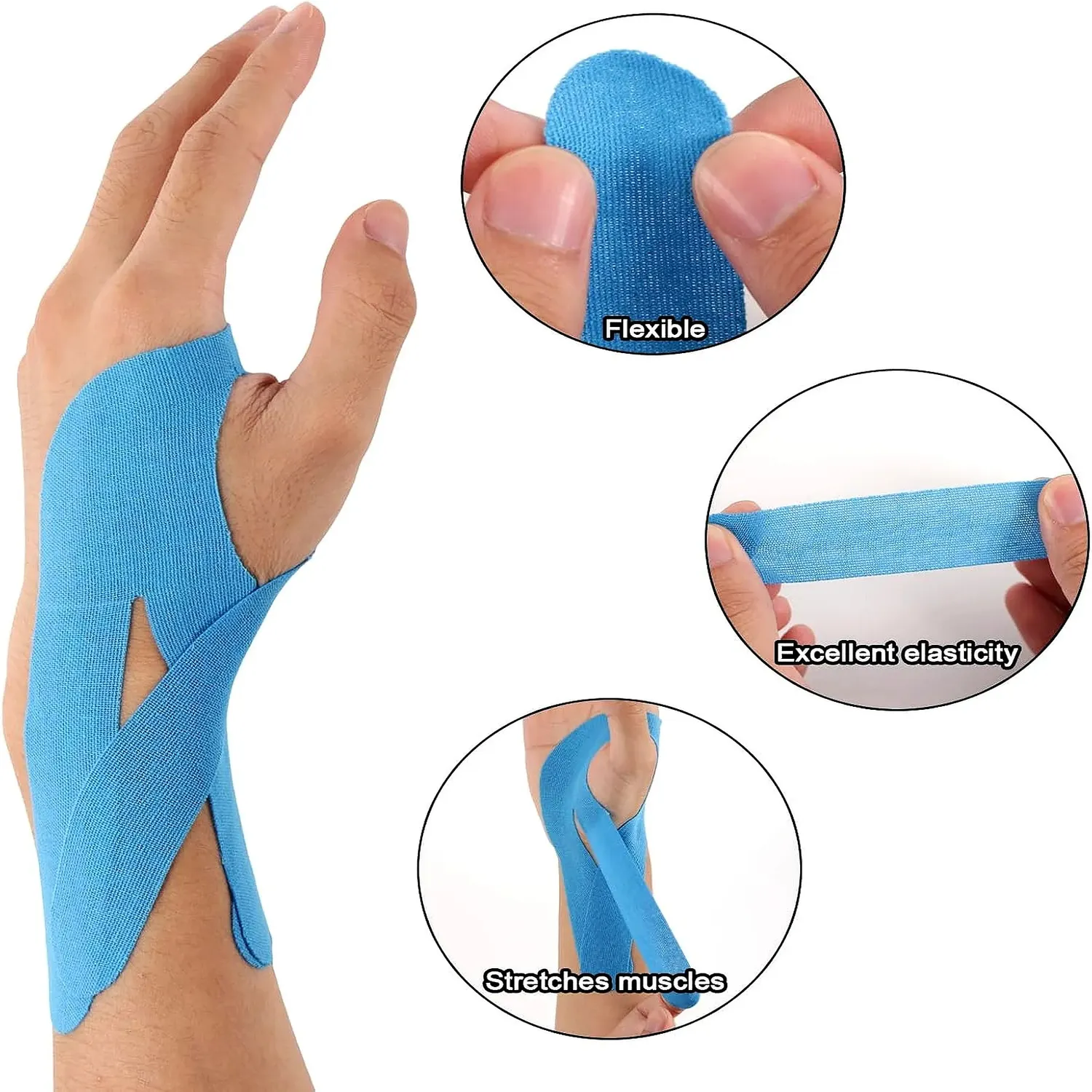Anampion Kinesiology Tape pols kinesiotape 12 strips multicolor elastisch