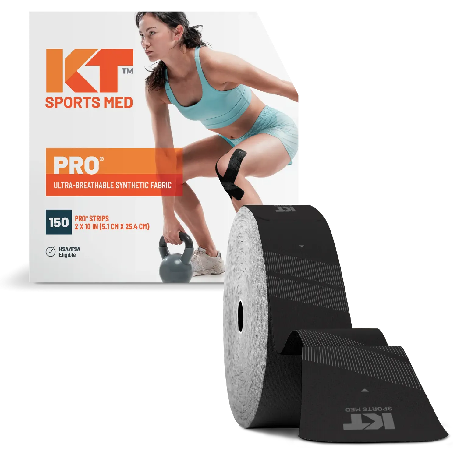 KT Tape Pro kinesiotape Jet Black 150 strips 10 inch