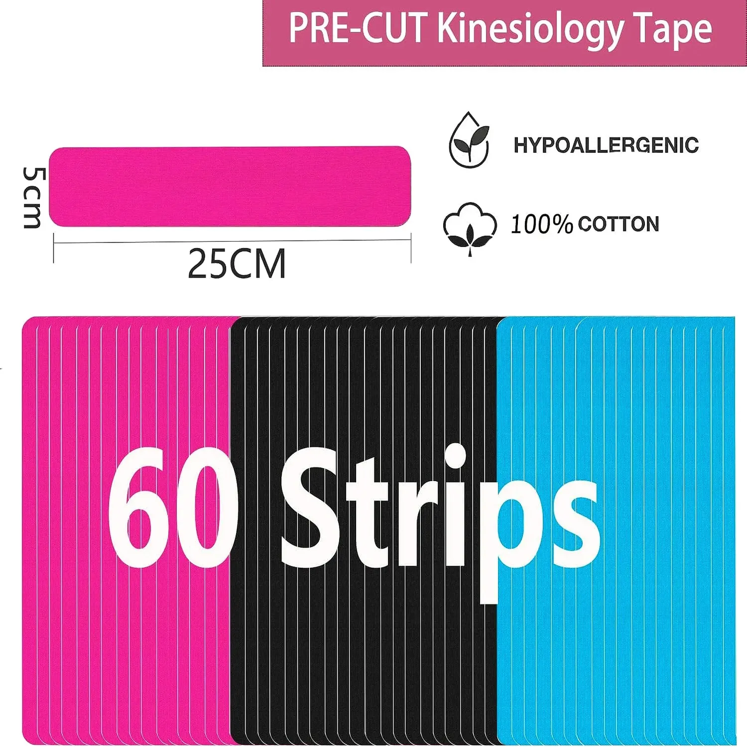 Anampion kinesiotape strips 60 stuks voorgersneden mix