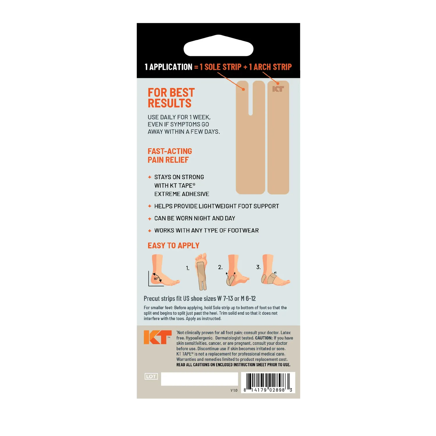 KT Health plantair tape voet 8 applicaties voorgeville