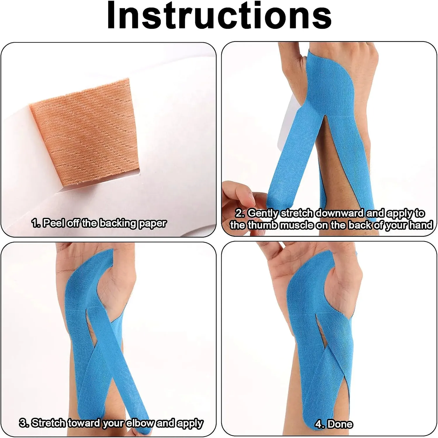 Anampion Kinesiology Tape pols kinesiotape 12 strips multicolor elastisch