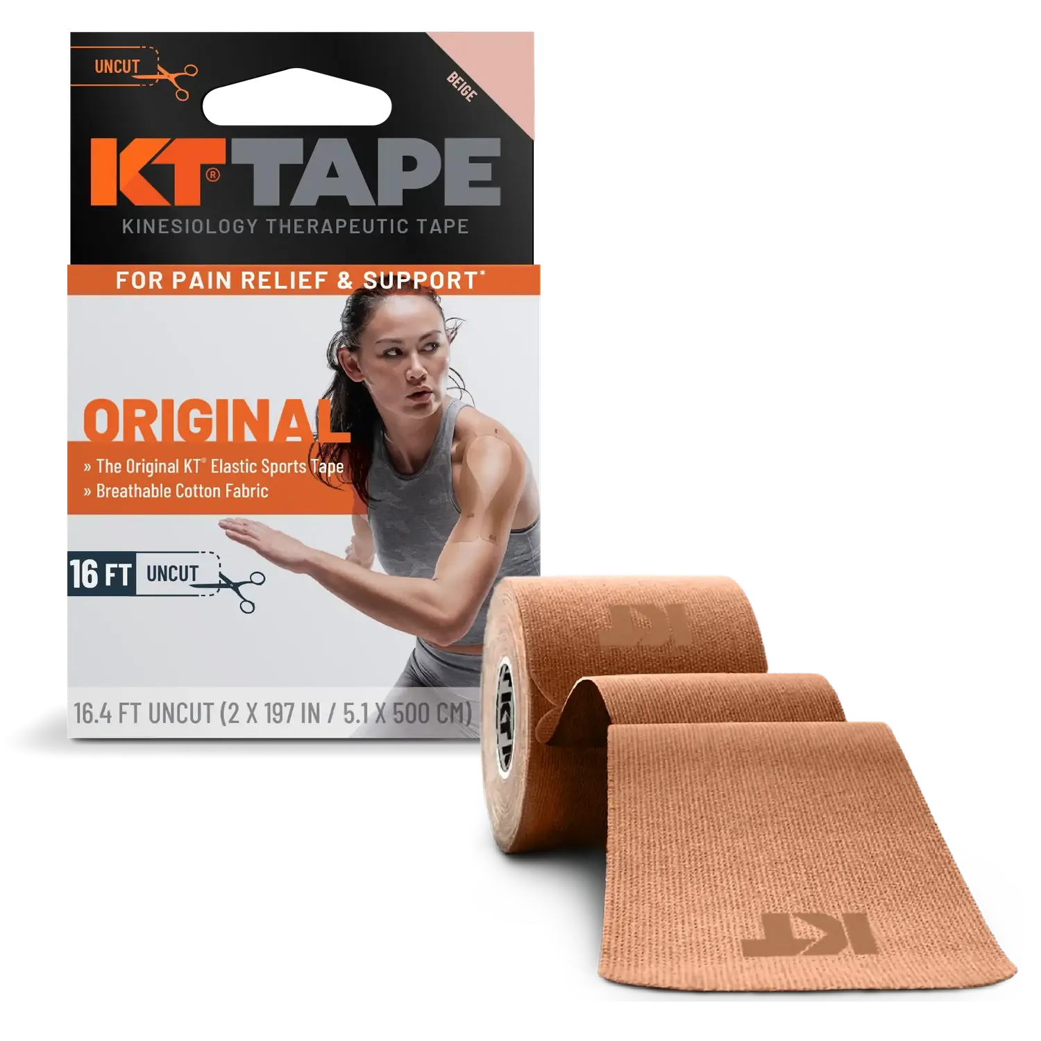 KT Tape Original Cotton kinesiotape ongesneden 16 ft hypoallergeen